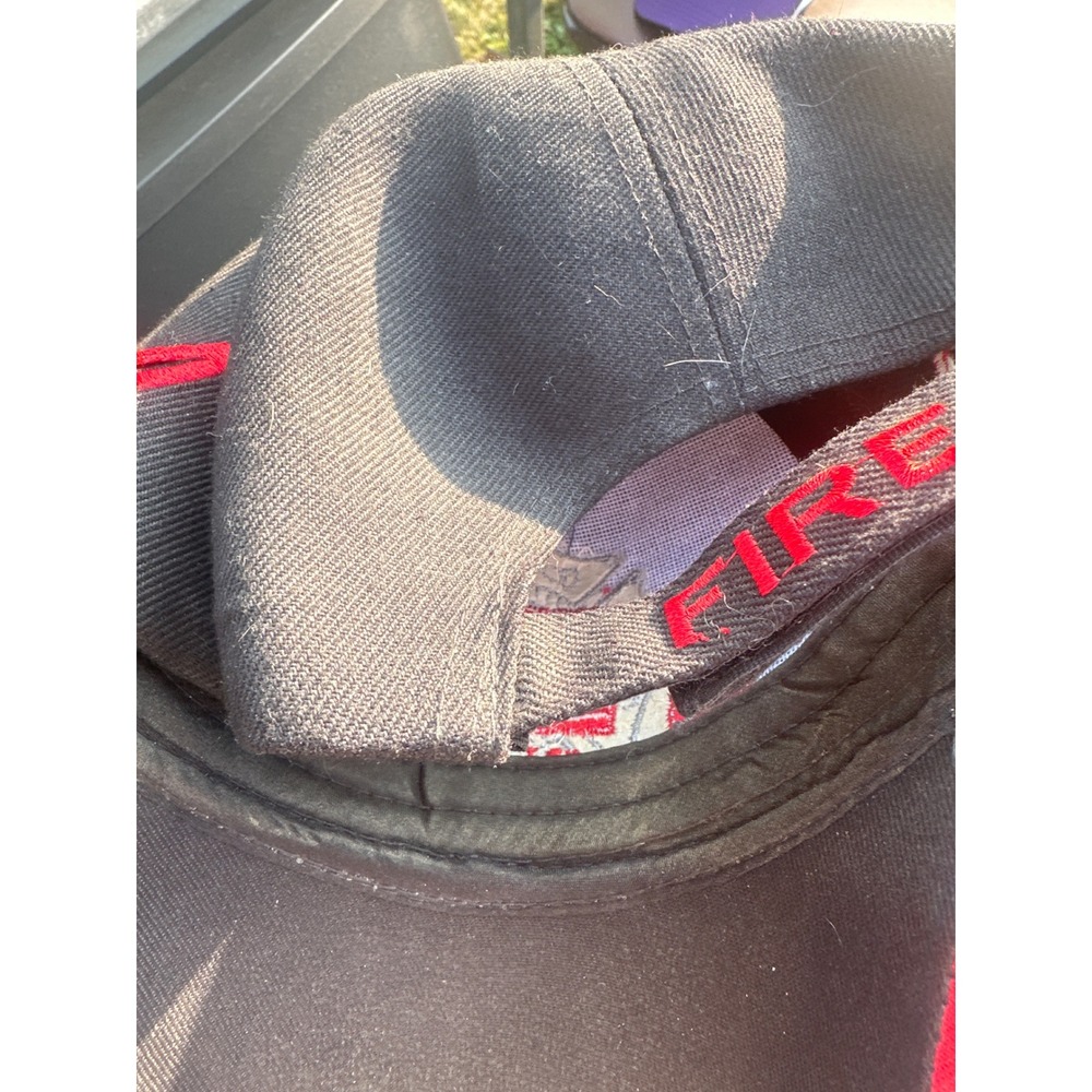 Fire First In Last Out Firefighter Hat Black Red Flame Baseball Cap Adjustable - Picture 4 of 4